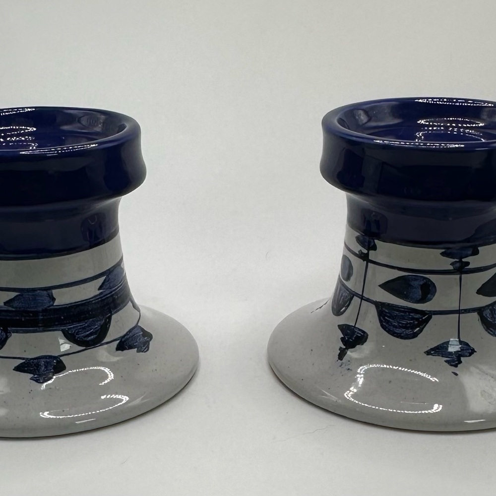 Bjorn‎ Wiinblad Blue White Candle Pillar Holders L76 Denmark Set